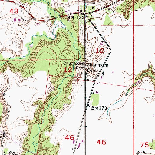 Topographic Map of Champoeg Cemetery, OR
