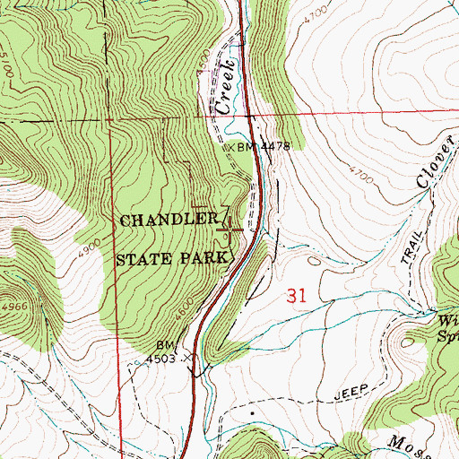 Topographic Map of Chandler State Park, OR