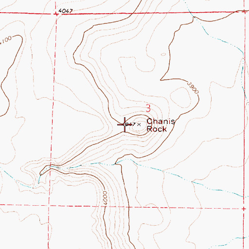 Topographic Map of Chanis Rock, OR