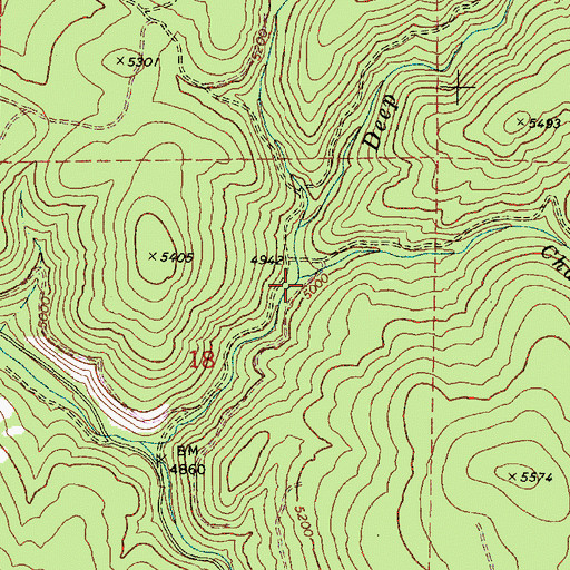 Topographic Map of Channel Creek, OR