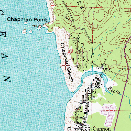 Topographic Map of Chapman Beach, OR