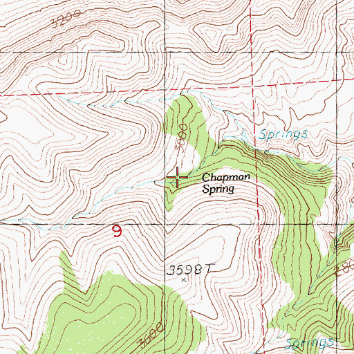 Topographic Map of Chapman Spring, OR