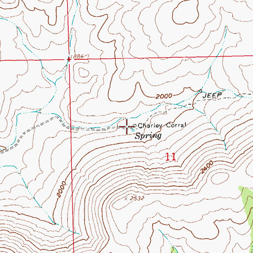 Topographic Map of Charley Corral, OR