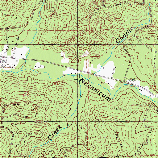 Topographic Map of Charlie Creek, OR