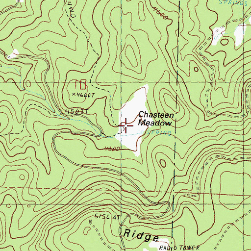 Topographic Map of Chasteen Meadow, OR