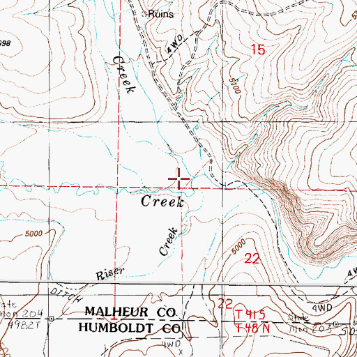 Topographic Map of Cherokee Creek, OR