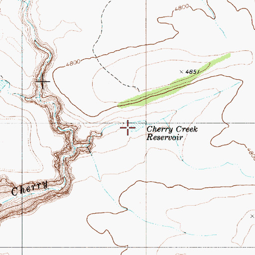 Topographic Map of Cherry Creek Reservoir, OR