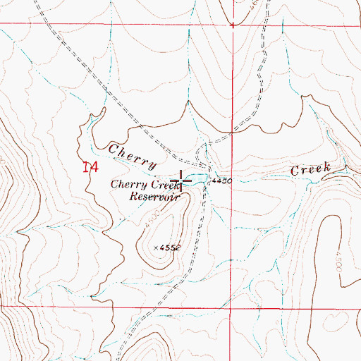 Topographic Map of Cherry Creek Reservoir, OR