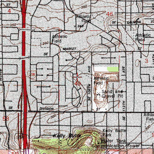 Topographic Map of Cherry Park Elementary School, OR