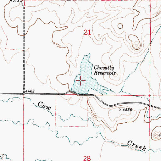 Topographic Map of Chevally Reservoir, OR