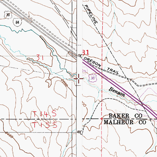 Topographic Map of Chicken Creek, OR