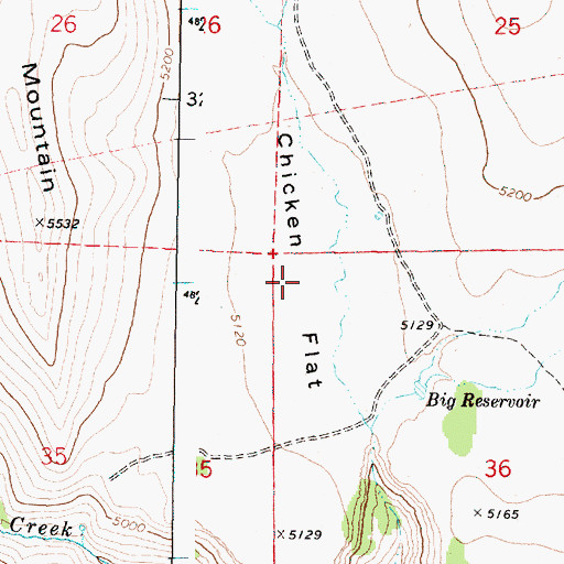 Topographic Map of Chicken Flat, OR