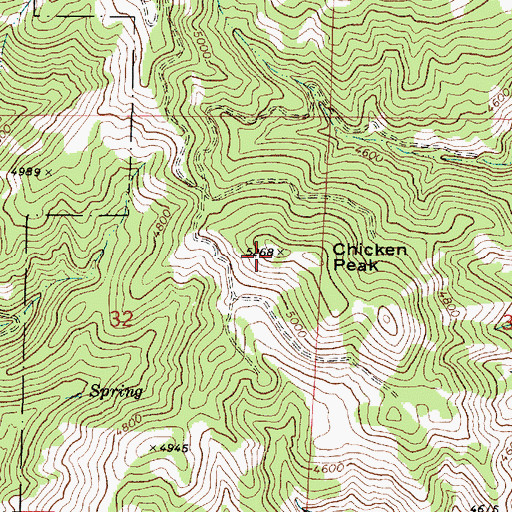 Topographic Map of Chicken Peak, OR