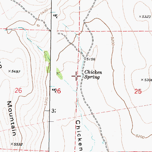 Topographic Map of Chicken Spring, OR