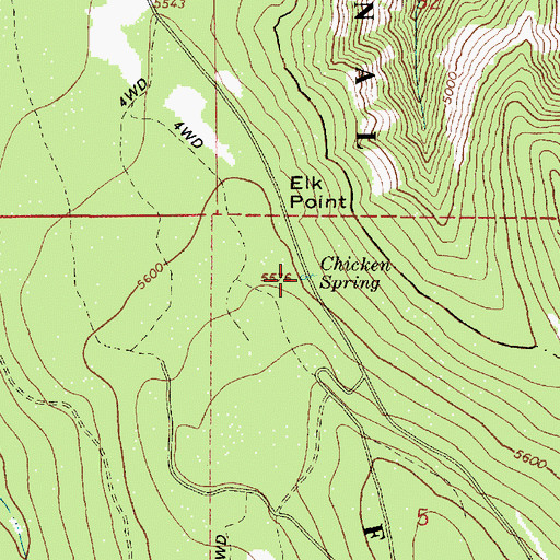 Topographic Map of Chicken Spring, OR