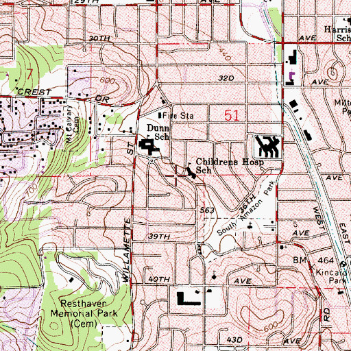 Topographic Map of Children Hospital School (historical), OR