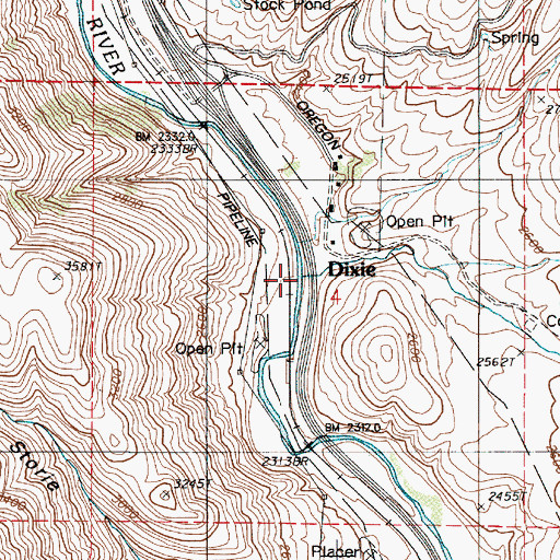 Topographic Map of Chimney Creek, OR