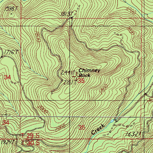 Topographic Map of Chimney Rock, OR