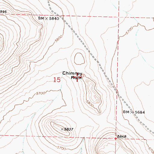 Topographic Map of Chimney Rock, OR