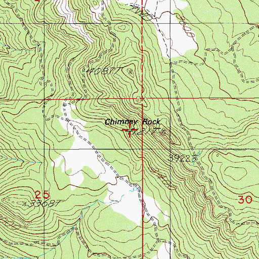 Topographic Map of Chimney Rock, OR