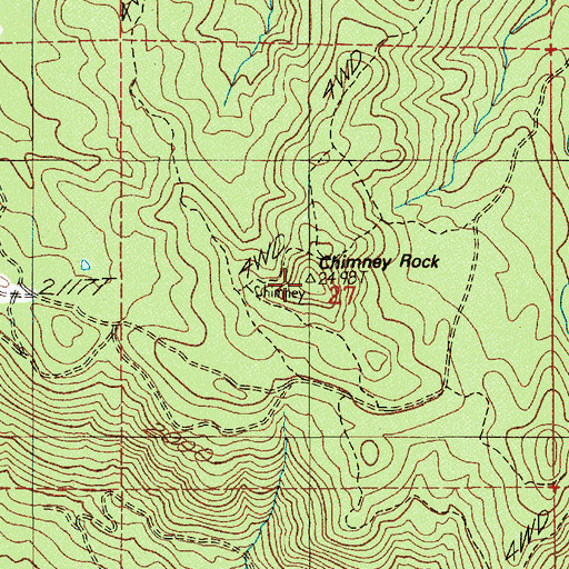 Topographic Map of Chimney Rock, OR