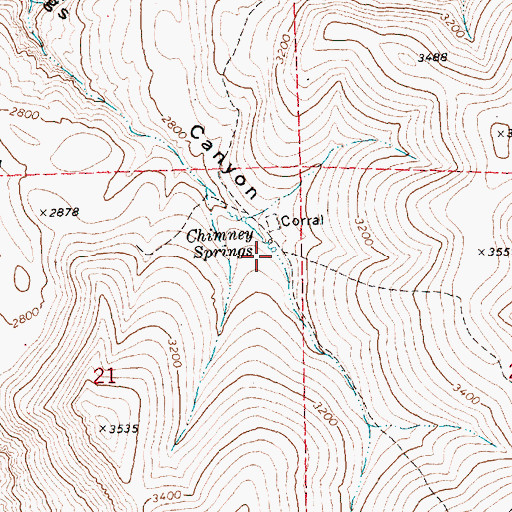 Topographic Map of Chimney Springs, OR