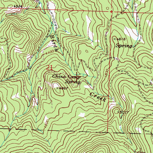 Topographic Map of China Camp Spring, OR