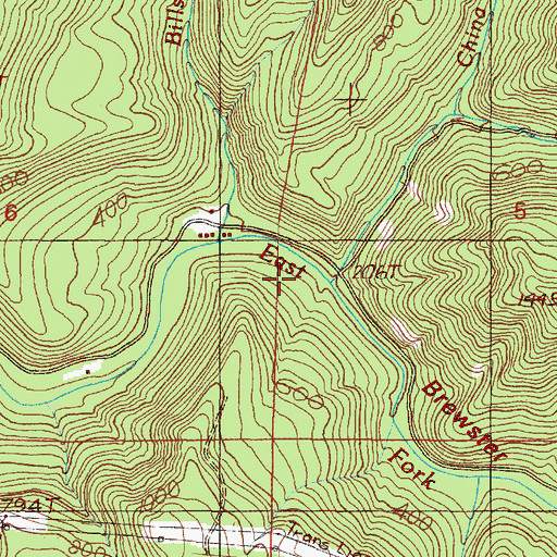 Topographic Map of China Creek, OR