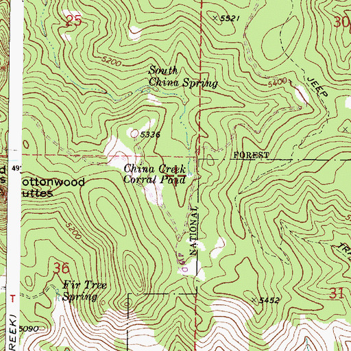 Topographic Map of China Creek Corral Pond, OR