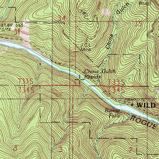 Topographic Map of China Gulch, OR