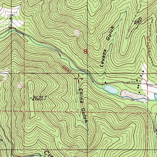 Topographic Map of China Gulch, OR