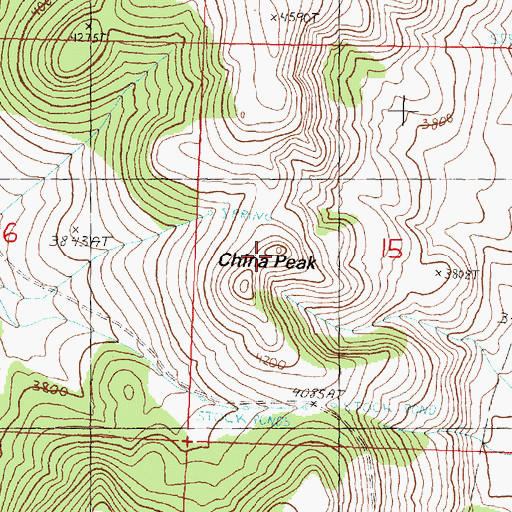 Topographic Map of China Peak, OR