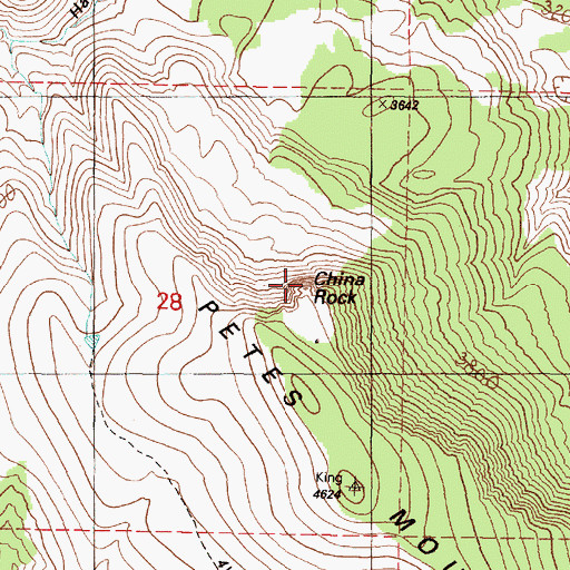Topographic Map of China Rock, OR