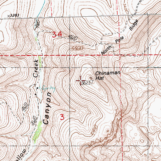 Topographic Map of Chinaman Hat, OR