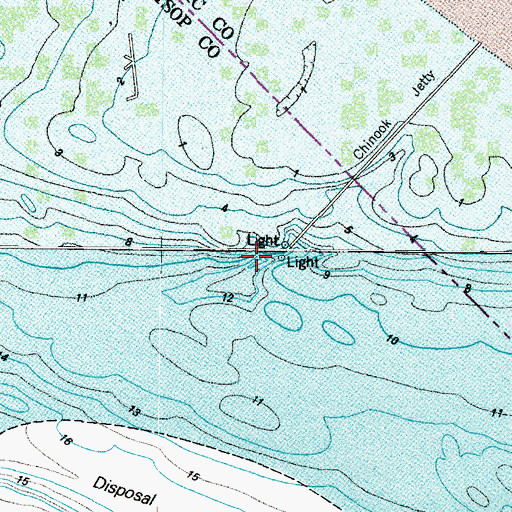 Topographic Map of Chinook Dike Light, OR