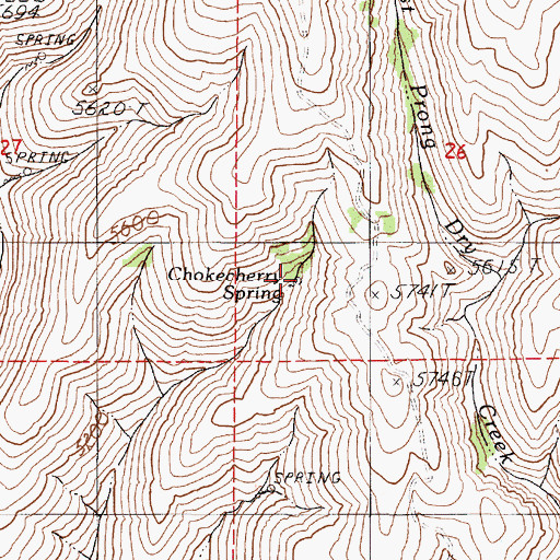 Topographic Map of Chokecherry Spring, OR