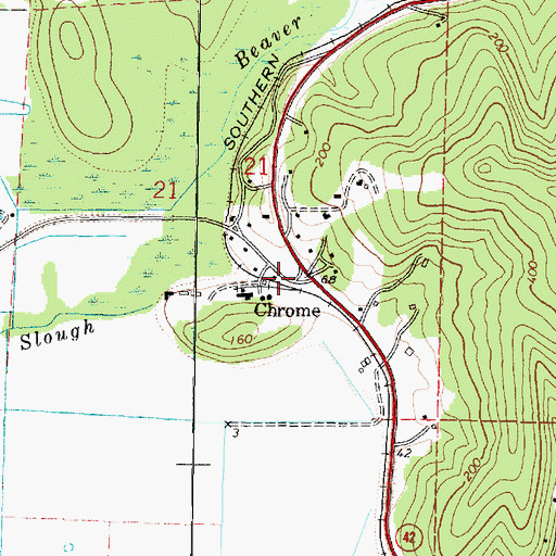 Topographic Map of Chrome, OR