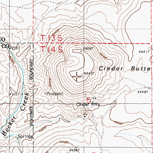 Topographic Map of Cinder Butte, OR