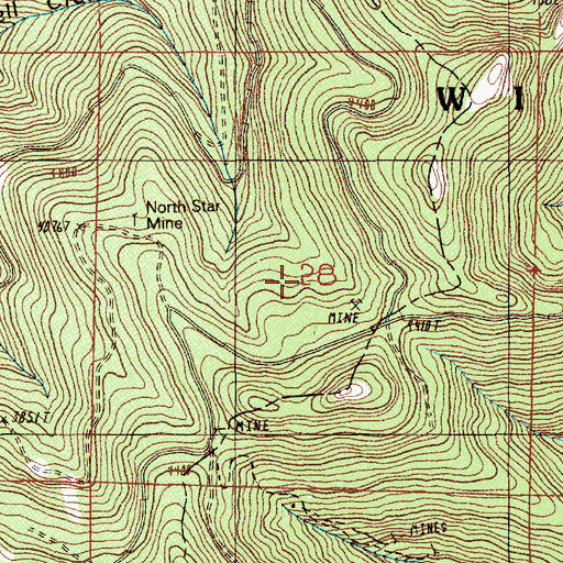Topographic Map of Cinderella Mine (historical), OR