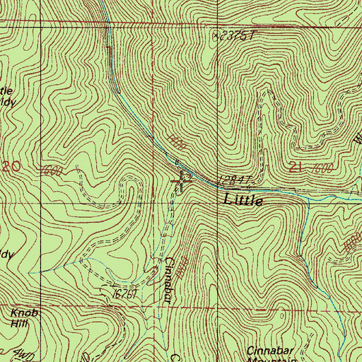 Topographic Map of Cinnabar Creek, OR