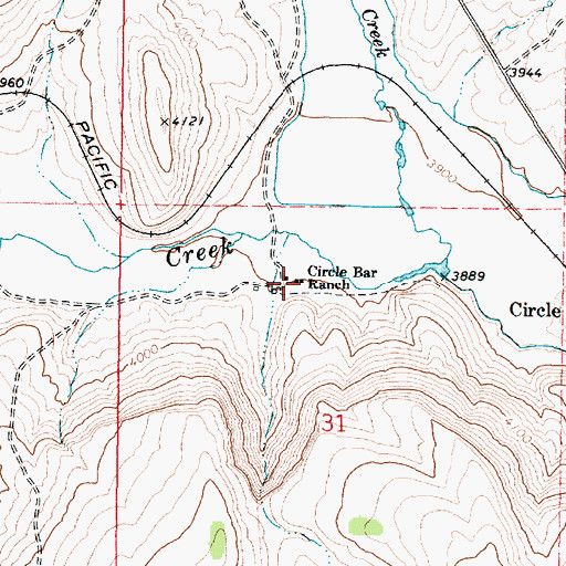 Topographic Map of Circle Bar Ranch, OR