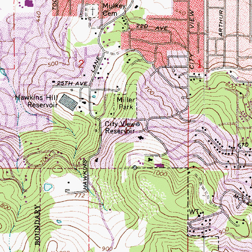 Topographic Map of City View Reservoir, OR