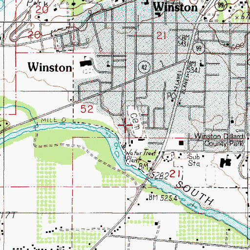 Topographic Map of Civil Bend Cemetery, OR