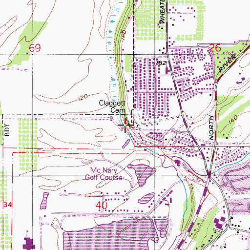 Topographic Map of Claggett Cemetery, OR