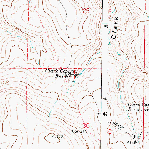 Topographic Map of Clark Canyon Reservoir Number Two, OR