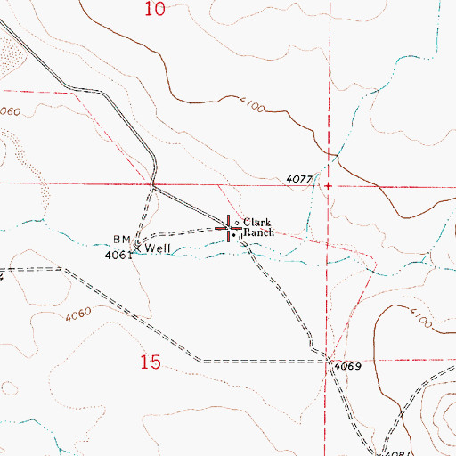 Topographic Map of Clark Ranch, OR