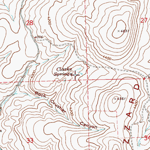 Topographic Map of Clarke Springs, OR
