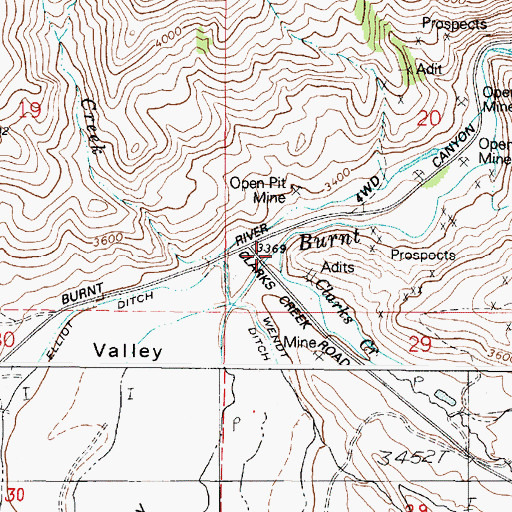 Topographic Map of Clarks Creek, OR