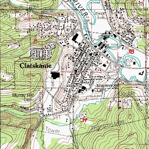 Topographic Map of Clatskanie, OR