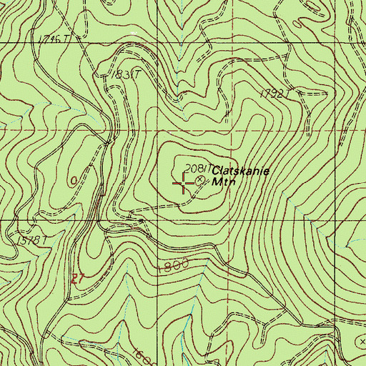 Topographic Map of Clatskanie Mountain, OR